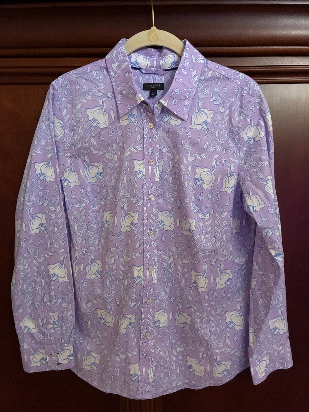 Talbots Lavender Floral Button-Down Shirt